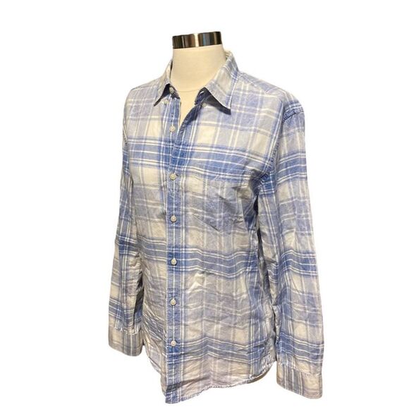 American Eagle Outfitters 100% Cotton Light Blue White Button Down - Picture 7 of 9